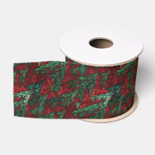 Rubinroter und Smaragdgrüner Weihnachtsbaum Ripsband