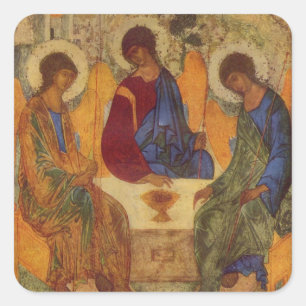 Rublev Dreiheit am Tisch Quadratischer Aufkleber