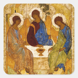 Rublev Dreiheit am Tisch Quadratischer Aufkleber