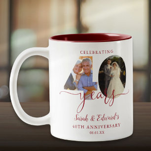 Ruby 2 Foto zum 40. Hochzeitstag Zweifarbige Tasse