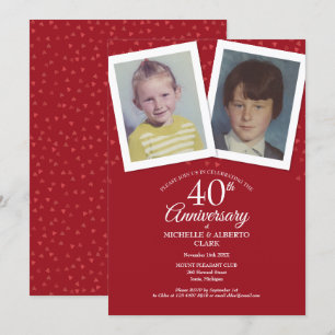 Ruby 40. Hochzeit Jubiläum Kinder-Fotos Einladung