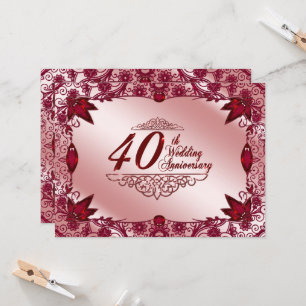Ruby 40. Hochzeitstag 5.12x18.5 Einladung