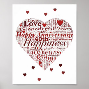 Ruby 40. Hochzeitstag Word Art Print Poster