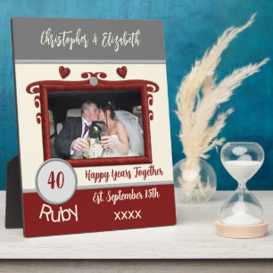 Ruby 40 Jahre Jubiläum Namen Foto grau Fotoplatte