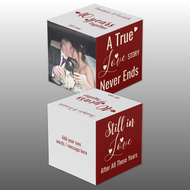 Ruby 40 Jahre Jubiläum rotes graues Foto Würfel (Von Creator hochgeladen)