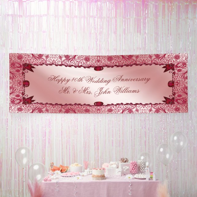 Ruby 40th Wedding Anniversary Banner (Party)