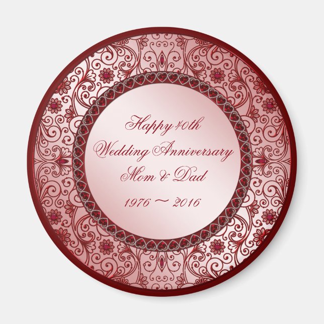 Ruby 40th Wedding Anniversary Round Magnet (Vorne)