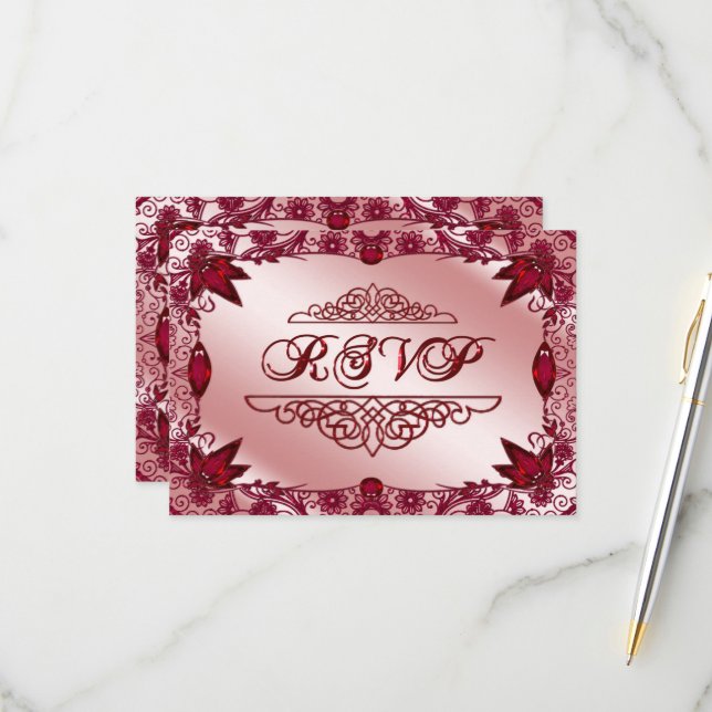 Ruby 40th Wedding Anniversary RSVP Card (Vorderseite/Rückseite Beispiel)