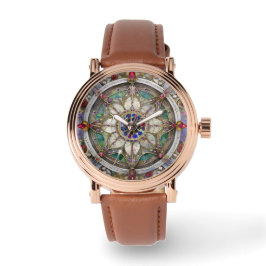 Ruby, Amethyst, Sapphire und Pearl Mandala Armbanduhr