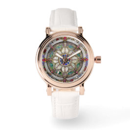 Ruby, Amethyst, Sapphire und Pearl Mandala Armbanduhr
