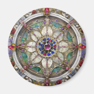 Ruby, Amethyst, Sapphire und Pearl Mandala Magnet