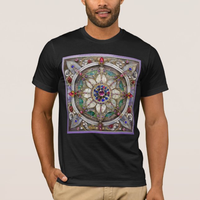 Ruby, Amethyst, Sapphire und Pearl Mandala T-Shirt (Vorderseite)