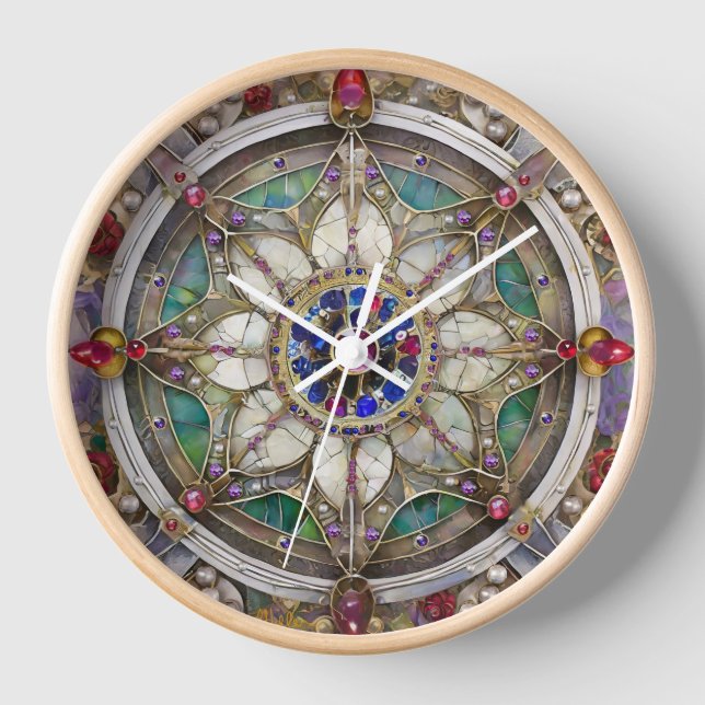 Ruby, Amethyst, Sapphire und Pearl Mandala Uhr (Vorderseite)