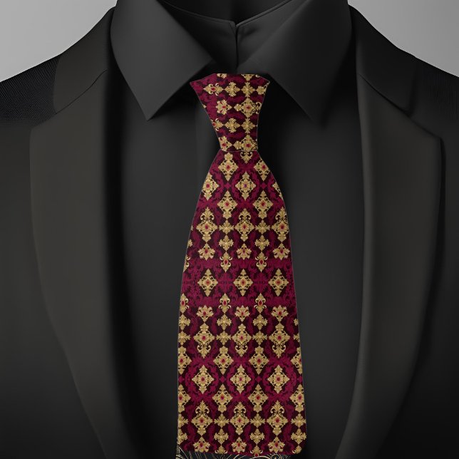 Ruby and Gold Pattern Necktie Krawatte (Von Creator hochgeladen)