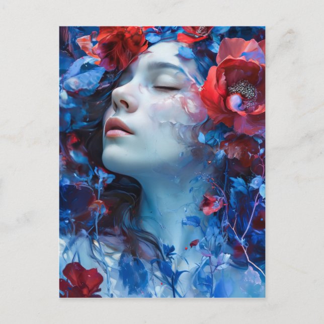 Ruby and Periwinkle Fantasy Woman Postkarte (Vorderseite)