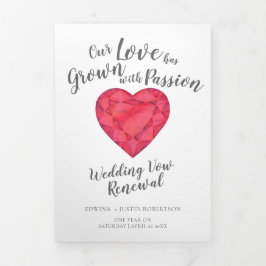 Ruby Aquarell Hochzeitsfeierprogramm Dreifach-gefaltete Programmkarte