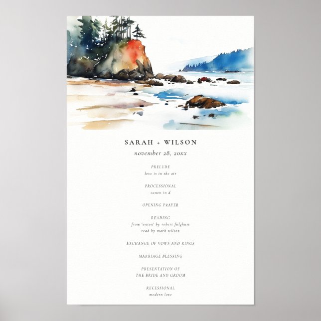 Ruby Beach Olympic National Park Wedding Program Poster (Vorne)