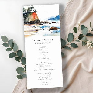 Ruby Beach olympisches Nationalpark-Hochzeitsprogr Einladung