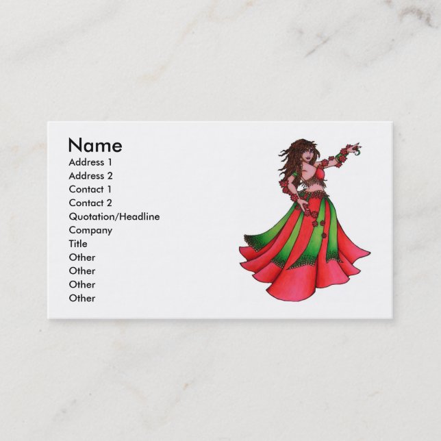 Ruby Belly Dancer Business Cards Visitenkarte (Vorderseite)