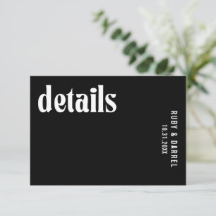 Ruby Black Modern Wedding Begleitkarte