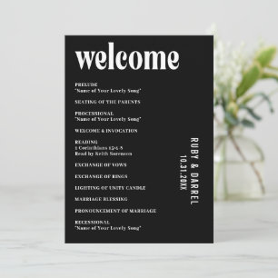 Ruby Black Modern Wedding Programm