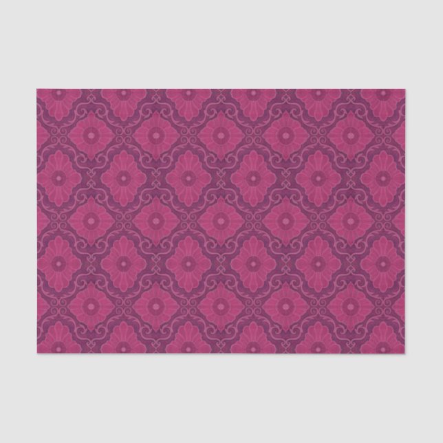 "Ruby Blume" bohemiisches arabesque Muster Seidenpapier (Vorderseite)