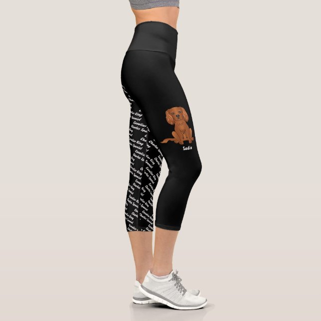 Ruby Cavalier Cartoon Hund & Hund Name und Rasse Capri Leggings (Rechts)