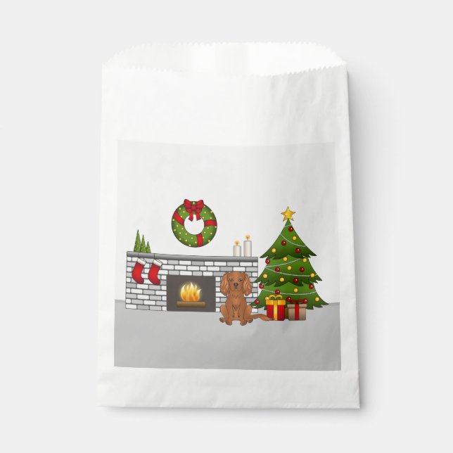 Ruby Cavalier Dog in einem Weihnachtszimmer Geschenktütchen (Vorderseite)