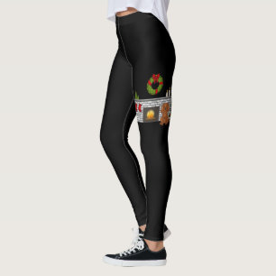 Ruby Cavalier Dog in einem Weihnachtszimmer schwar Leggings