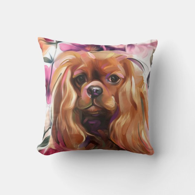 'Ruby' Cavalier Hunde Kunstdruckkissen Kissen (Vorderseite)