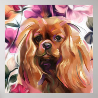 'Ruby' Cavalier Hundekunstdruck auf Papier | groß Poster