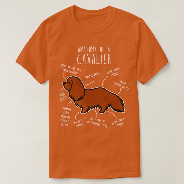 Ruby Cavalier King Charles Spaniel Dog Anatomie T-Shirt (Design vorne)