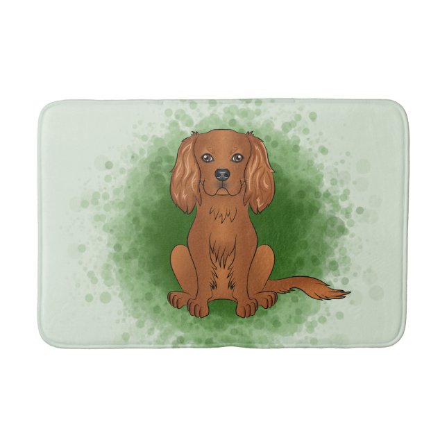 Ruby Cavalier King Charles Spaniel Dog On Green Badematte (Vorderseite)