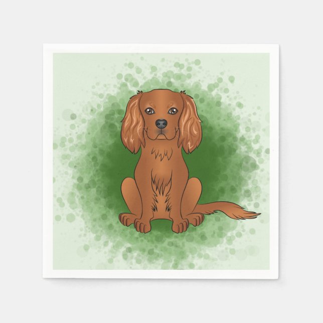 Ruby Cavalier King Charles Spaniel Dog On Green Serviette (Vorderseite)