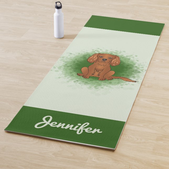 Ruby Cavalier King Charles Spaniel Dog On Green Yogamatte (Beispiel)
