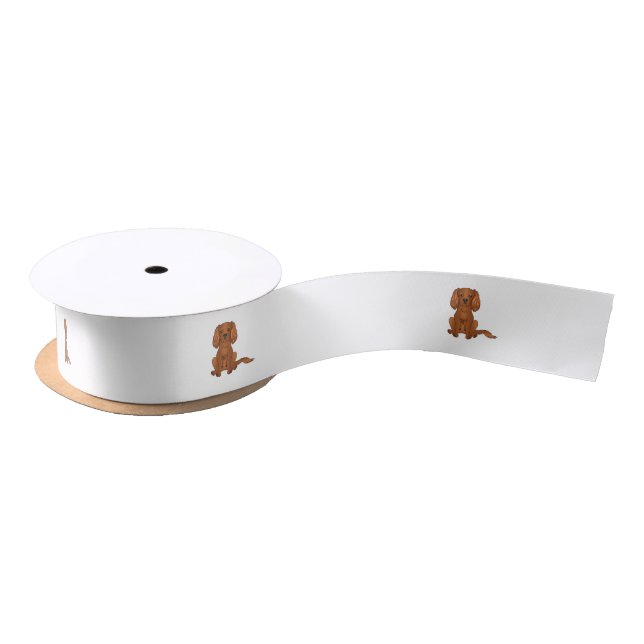 Ruby Cavalier King Charles Spaniel Dog Sitting Satinband (Spule)