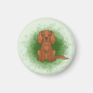 Ruby Cavalier King Charles Spaniel Hund auf Grün Magnet