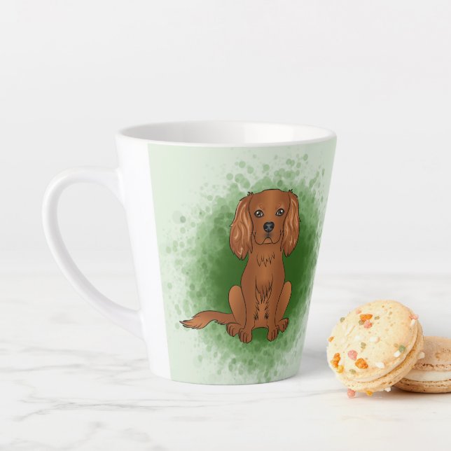 Ruby Cavalier King Charles Spaniel Hund auf Grün Milchtasse (Beispiel)