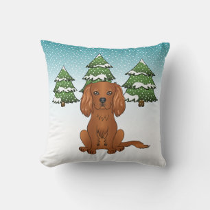 Ruby Cavalier King Charles Spaniel im Winter Kissen