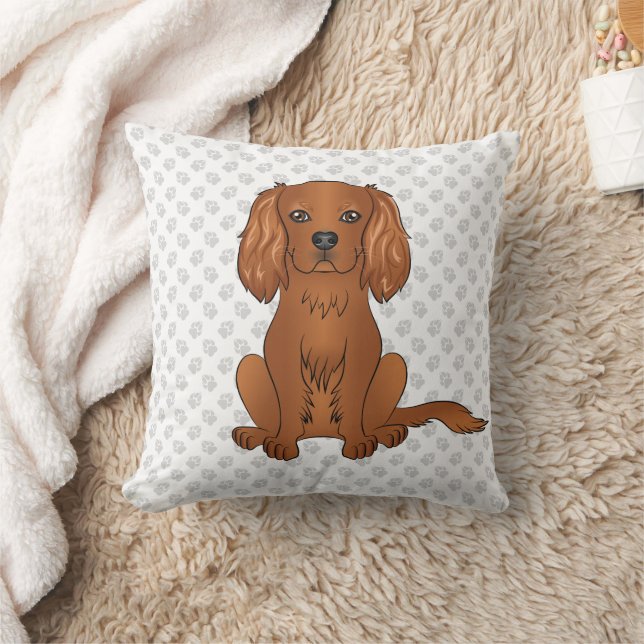 Ruby Cavalier King Charles Spaniel & Paws Kissen (Decke)
