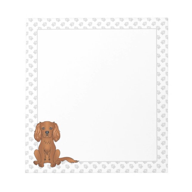 Ruby Cavalier King Charles Spaniel & Pfoten Notizblock (Vorderseite)