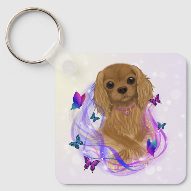 Ruby Cavalier King Charles Spaniel Schlüsselanhäng Schlüsselanhänger (Vorderseite)