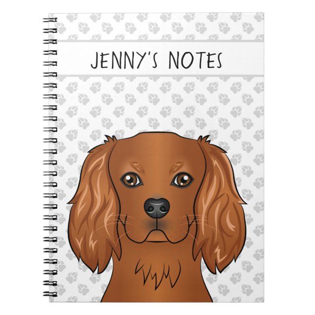 Ruby Cavalier King Charles Spaniel & Text Notizblock (Vorderseite)