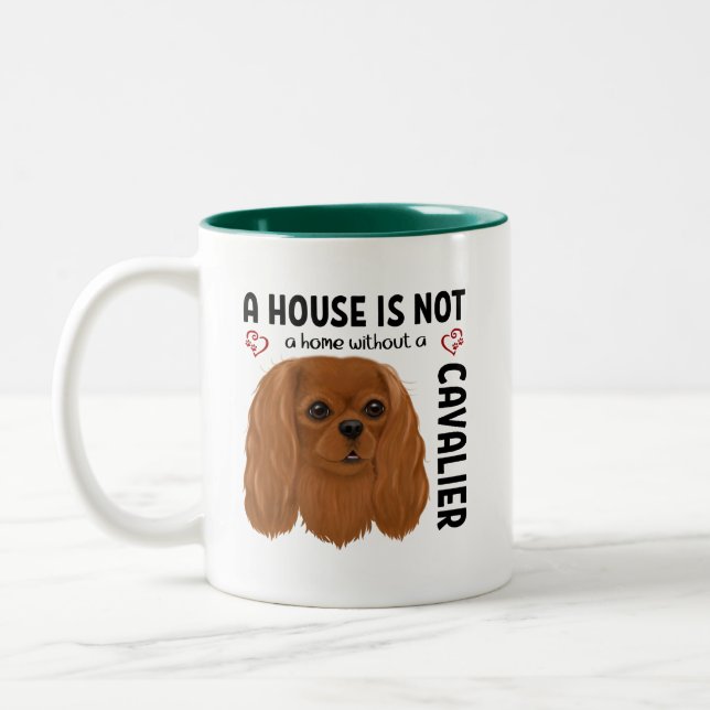 Ruby Cavalier King Charles Spaniel   Zweifarbige Tasse (Links)