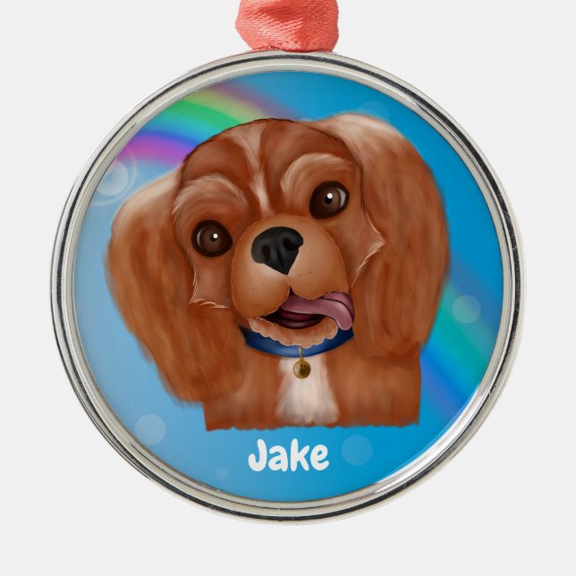 Ruby Cavalier Pet Loss Ornament - individuell eins Aus Metall (Vorne)