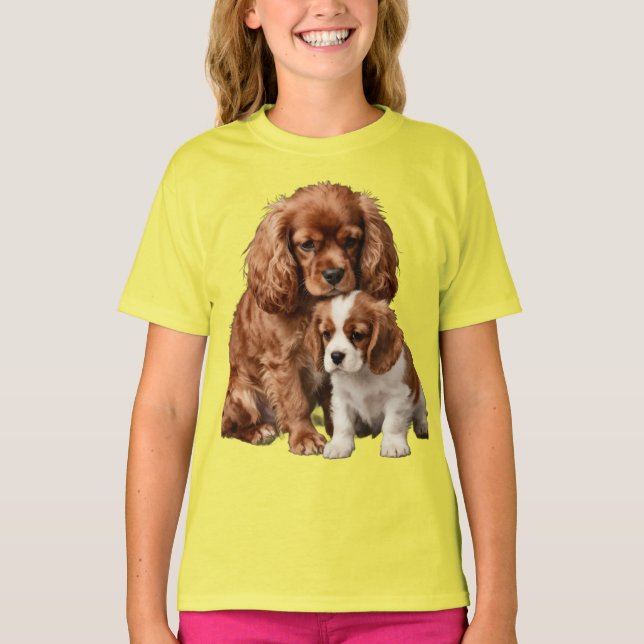 Ruby Cavalier Spaniel and her Blenheim puppy T-Shirt (Vorderseite)