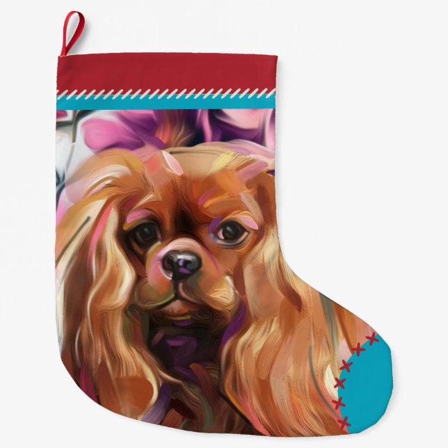 Ruby Cavalier Weihnachtsfest Strumpf rot Türkis Großer Weihnachtsstrumpf (Vorderseite)