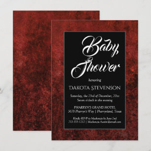 Ruby Crimson Red   Classic Grunge Baby Shower Einladung