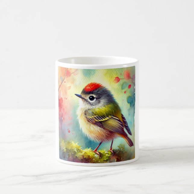 Ruby crowned Kinglet 050724AREF114 - Watercolor Kaffeetasse (Mittel)