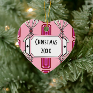 Ruby Deko Stripe Keramik Ornament